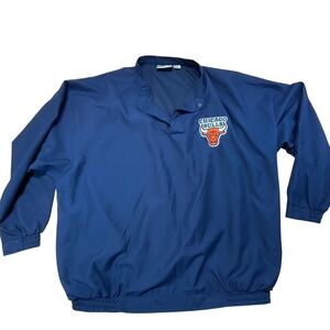 Vintage Chicago Bulls Windbreaker Pullover Navy Blue Size XL 90s Style